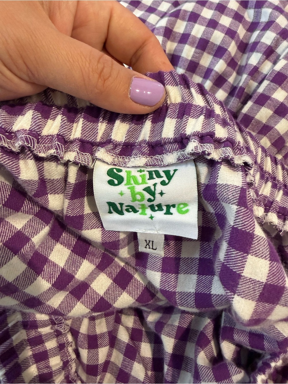 Shiny By Nature Purple Gingham Long Skirt - Picture 3 of 4